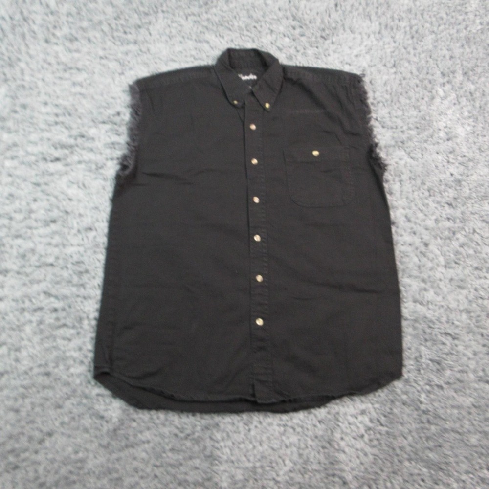 Thunder Shirt Mens M Black Sleeveless Button-Up Fringed 2006 Sturgis Graphic